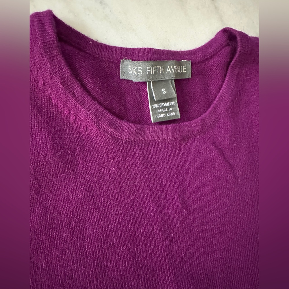 Saks Fifth Avenue 100% Cashmere-Rich Purple Crew Neck Sweater